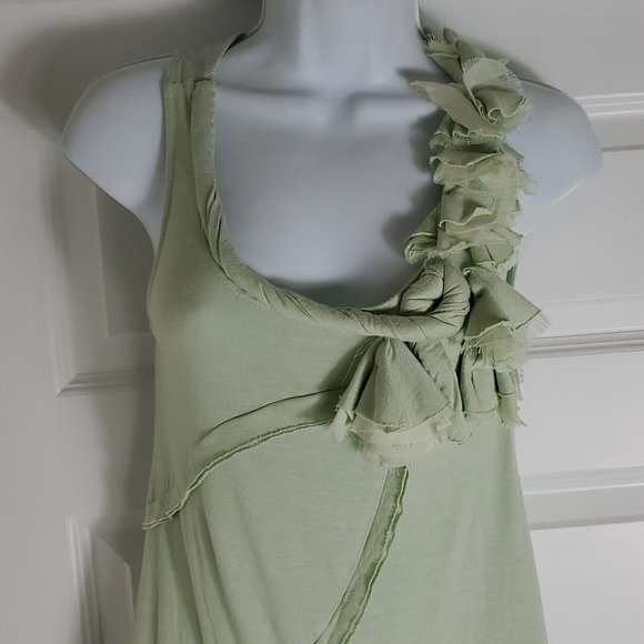 One September Mint‎ Green Floral Sewn Shoulder Blouse Top Womens Size P - Picture 2 of 6